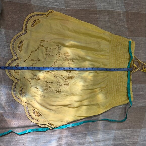 y2k Butter Yellow Pastel Coquette Boho Hippie Fairy Cottage Cowgirl Lacey Top - Picture 12 of 13